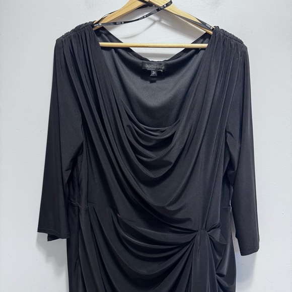 Tadashi Shoji Scoop Neck Long Sleeve Midi Dress Size 2x - Picture 2 of 9